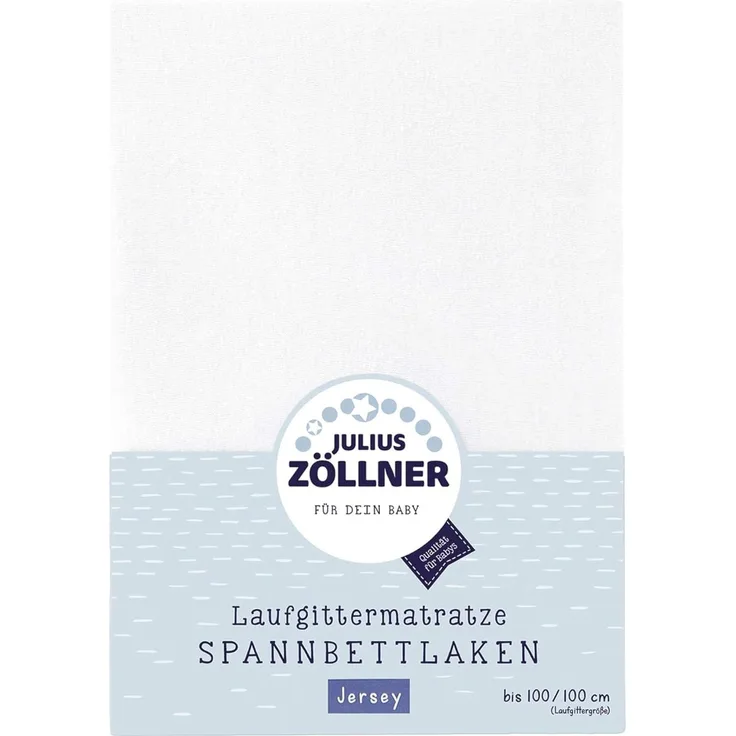 Julius Zöllner Jersey Spanntuch, passend für Laufgittermatratzen 68x90 bis 100x100 cm, weiß