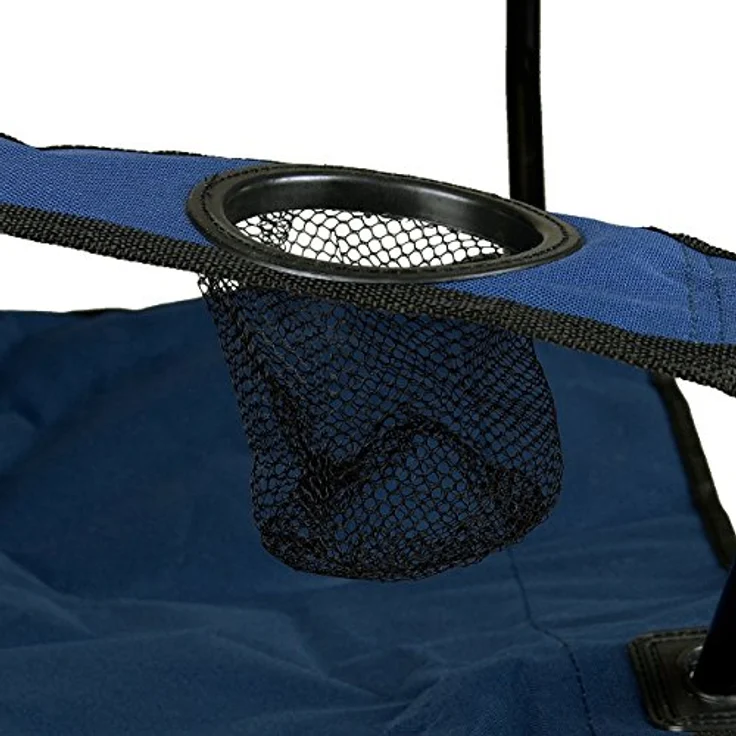 Nexos Trading Praktischer Angelstuhl mit Armlehne, Getränkehalter und Tragetasche, bis 120 kg belastbar, stabiles Metallgestänge, faltbar, leicht, blau – Bild 4
