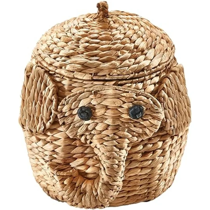 Kobolo Aufbewahrungskorb Dekokorb ELEFANT aus Wasserhyazinthe (mit Deckel)