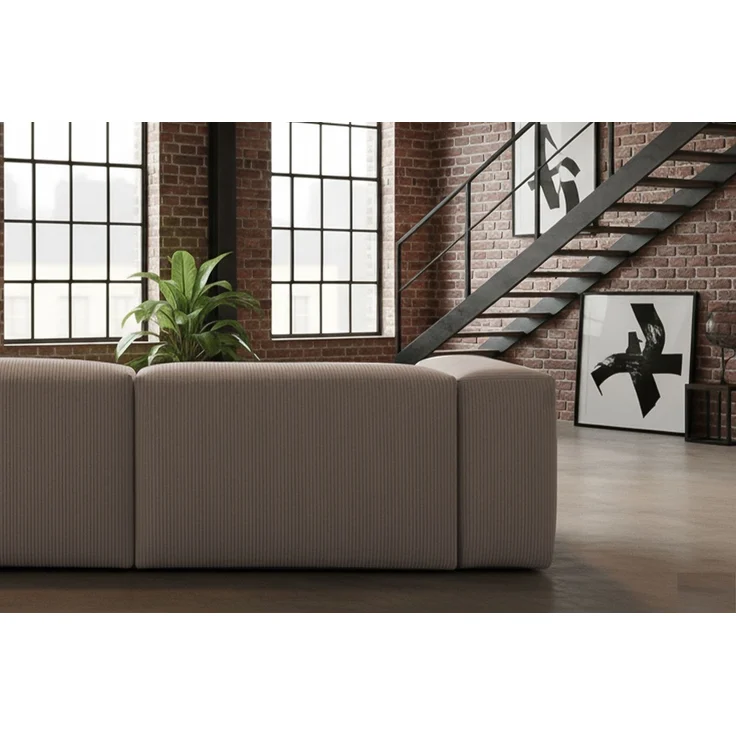 KAWOLA Sofa CELESTE 4-Sitzer mit Hocker Cord taupe 72 x 114 x 302 cm – Bild 6