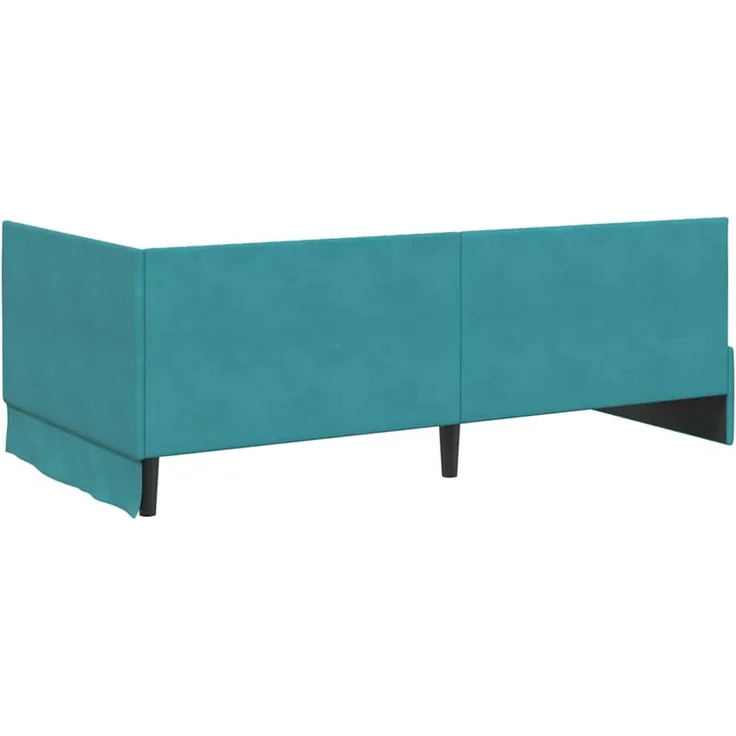 vidaXL Eckbettgestell mit Matratze mit Kopfteil 2 pcs Türkis Samt 3393826 – Bild 9