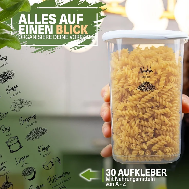 Viwares Vorratsdose Viwares Vorratsdosen-Set Mix Weiß SERIE FOLY 12er, Kunststoff, (Set, 12-tlg, 12er), BPA Frei Stapelbar Luftdicht – Bild 5