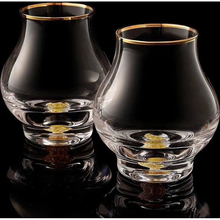 Whiskygläser 2er 205ml 24K Geschwungenes Schnapsglas 2 Pcs