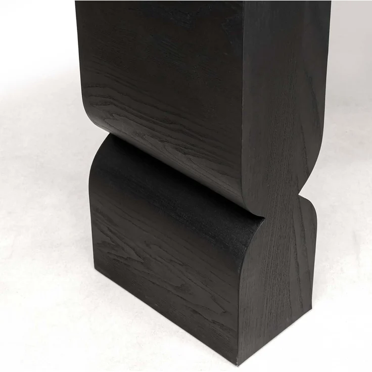 Kare Design Konsole Curve, Schwarz, Handgearbeitet, Jedes Stück EIN Unikat, Skandi-Style Sideboard, Ablage für Flur, Schmales Sideboard für Wohnzimmer, Eschenholz, 76 x 120 x 38 cm (H/B/T) – Bild 4