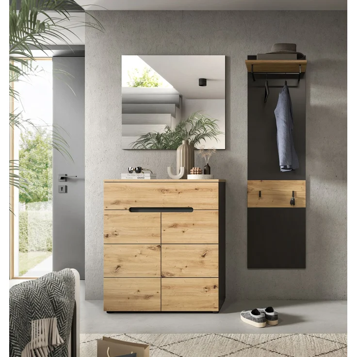 Garderobenkombination (B/H/T: 140x190x37 cm) in Artisan Nachbildung – Bild 6