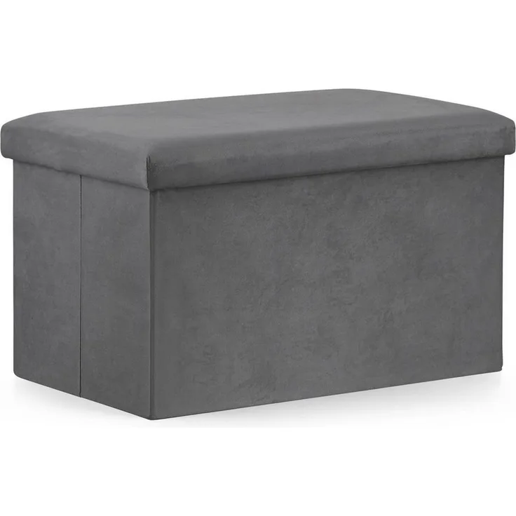 Home Collective Stauraumhocker Klapphocker, 2-in-1-Hocker und Stauraum, 80 kg Sitzlast, Sitzhocker, XL – 60 x 38 x 38 cm, 63 l Stauraum, Aufbewahrungsbox, grauer Samt