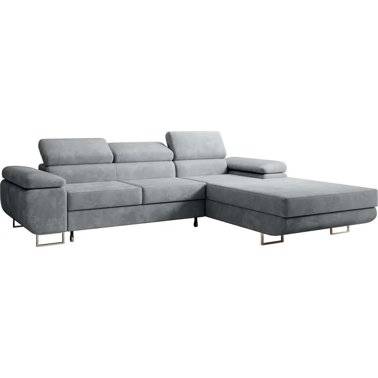 Ecksofa in L-Form PRESTO, L-förmige Eckcouch mit Schlaffunktion, ausziehbares Sofa, Bettzeugbehälter, Eckcouch, verstellbare Kopfstützen (Monolith 84), 72x201 cm – Bild 1