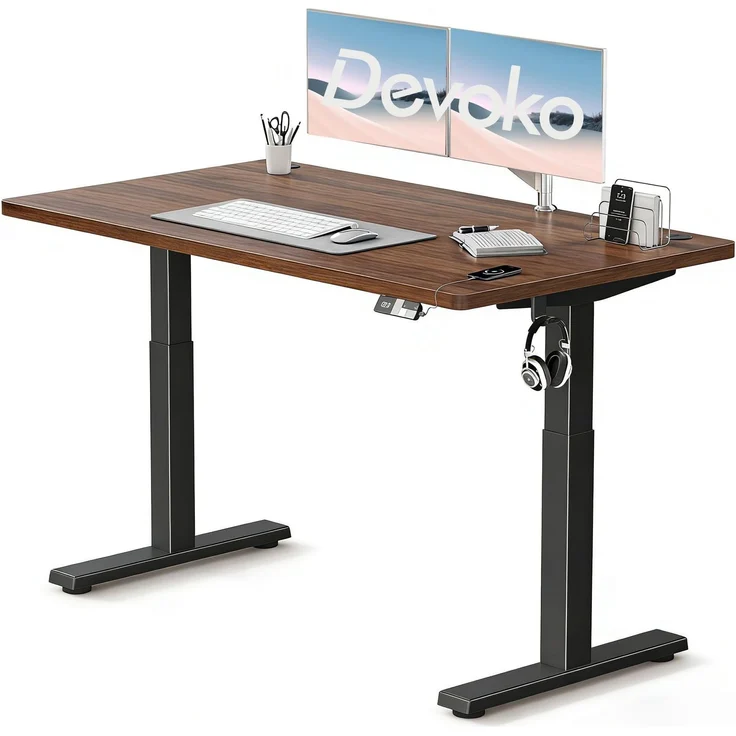 Devoko Höhenverstellbarer Schreibtisch 160x80 cm elektrisch, Höhenverstellung 71-121 cm mit Smart Control, 120 kg Tragkraft, für gesundes Arbeiten – Bild 1