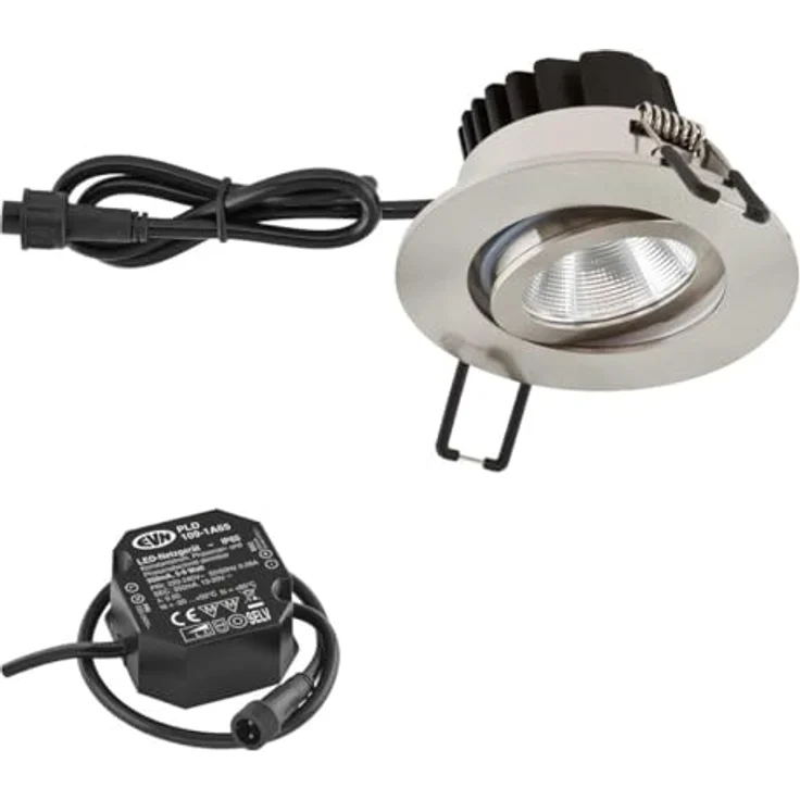 EVN Lichttechnik P-LED Einbauleuchte 230V 8.4W Edelstahl, 3000K warmweiß, robust und langlebig – Bild 1