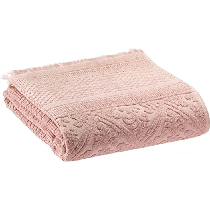 Vivaraise Badetuch Zoé, Rosa, 100x180 cm, 100% Baumwolle mit Arabesken-Jacquardmuster