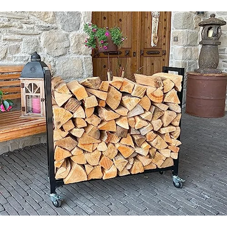 Quick Star Kaminholzregal Kaminholzregal 65x25x65cm cm mit Rollen, BxTxH:65x25x65 cm, Mit Laufrollen und Feststellbremse – Bild 7