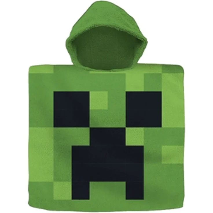Minecraft - Badeponcho - grün/schwarz - ca. 60 x 120 cm