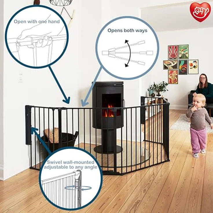 Baby Dan Konfigurationsgitter / Kaminschutzgitter Flex XL 90 - 278 cm, Anthrazit - Hergestellt in Dänemark und vom TÜV GS geprüft – Bild 7