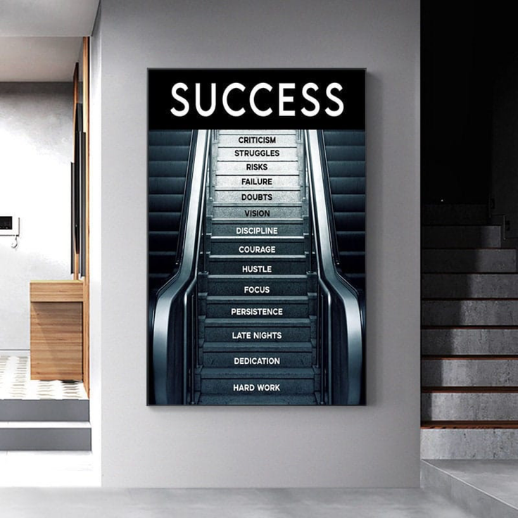 Poster Motivation Erfolg Treppe · Wandbilder Wohnzimmer & Schlafzimmer · Deko Print Bilder · ohne Rahmen - 40x60cm