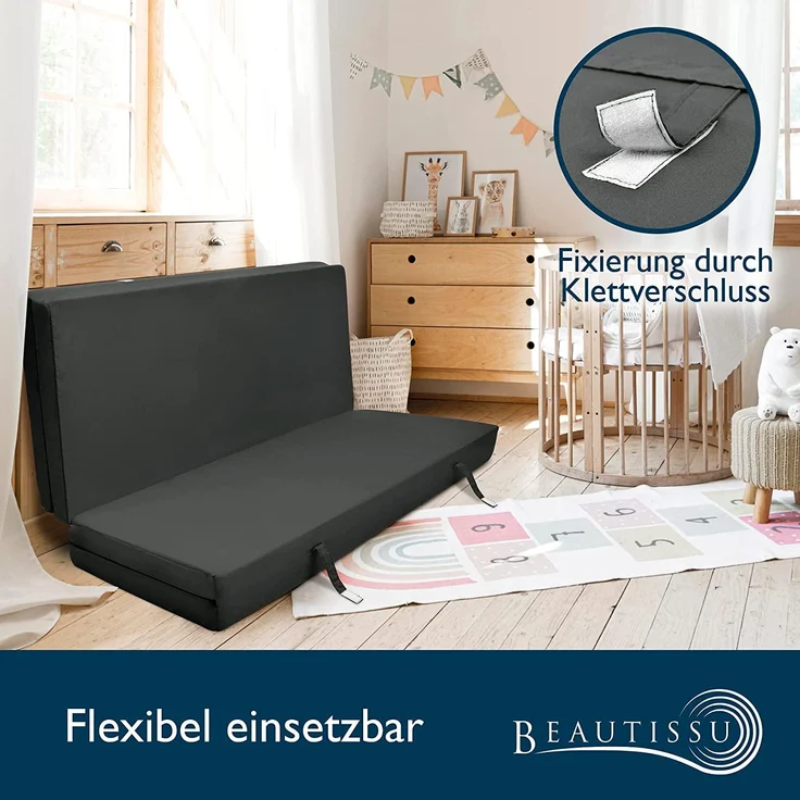 Beautissu Campix Klappmatratze, 120x195 cm Anthrazit – Bild 7