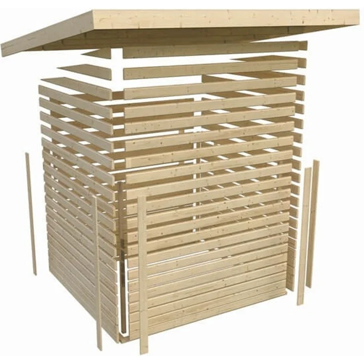 Mittelwandhaus Mühlentrup 1 - 404x217 cm, 19 mm Holz terragrau, Karibu – Bild 6