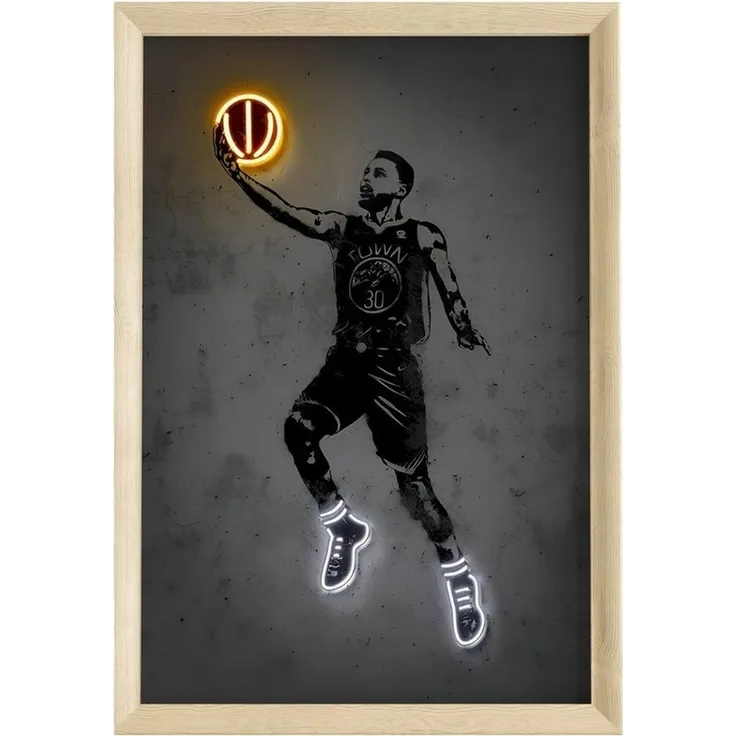 JUSTGOODMOOD Poster Premium ® Basketball Poster · Neon Effekt · ohne Rahmen, (1 St), Poster in verschiedenen Größen verfügbar