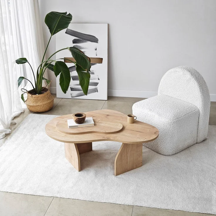 Stylish Coffee Table, Sapphire Oak, 105 x 35 x 65 cm | 100% Melamine Coated Particle Board, 18 mm Thickness | Modern Design for Living Room & Lounge – Bild 4