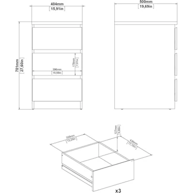 Dmora - Kommode Ameline, Mehrzweckkommode, Schlafzimmerkommode, Schrank mit Schubladen, 40x50 h70 cm, Wei? – Bild 2