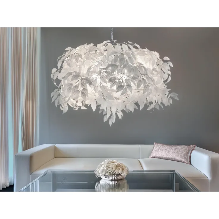 Reality Leuchten 'Leavy' Hängeleuchte, 4-flammig, Chrom / Weiß, Ø 70 cm