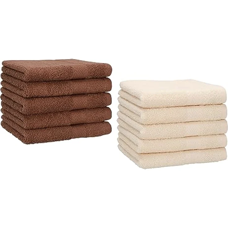 Betz Gästehandtücher 10 Stück Gästetuch Set Premium 30x50 cm Farbe nussbraun und beige, 100% Baumwolle (Set, 10-St) – Bild 2