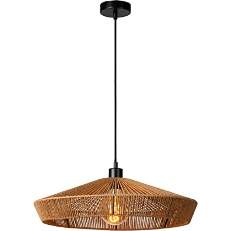 LUCIDE YUNKAI Pendelleuchte, Ø 50 cm, 1xE27, höhenverstellbar, aus Papier, dimmbar, Natürlich