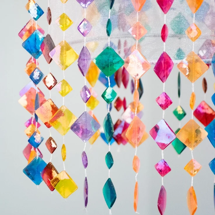 Hängeleuchte, Kristalle, bunt, Durchmesser 22,5 cm – Bild 8