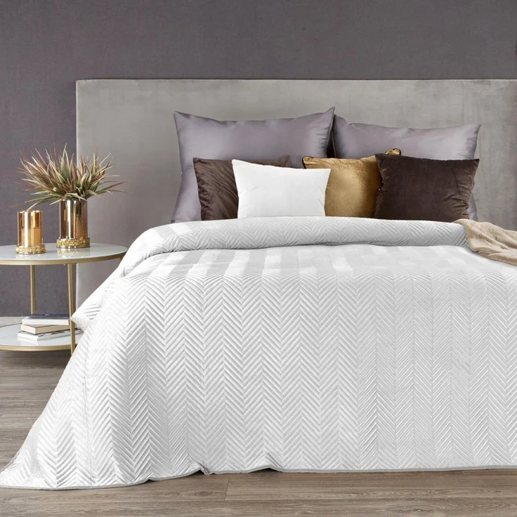 Tagesdecke Velours Samtdecke Gesteppt Steppdecke Klassische Decke SOFIA weiß 230x260 cm – Bild 2