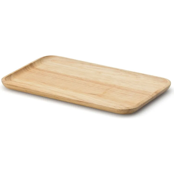 Continenta Tablett Rechteckig, Serviertablett, Holztablett, Frühstückstablett, Gummibaumholz, 22x13 cm, 3286