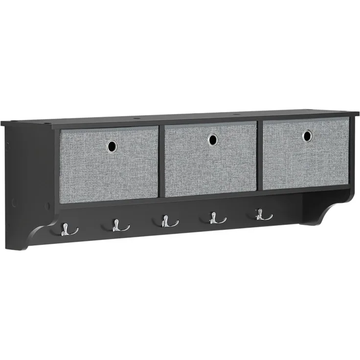 SoBuy FRG282-SCH Wandgarderobe, MDF, Lackiert, Schwarz, 100 x 30 x 20 cm