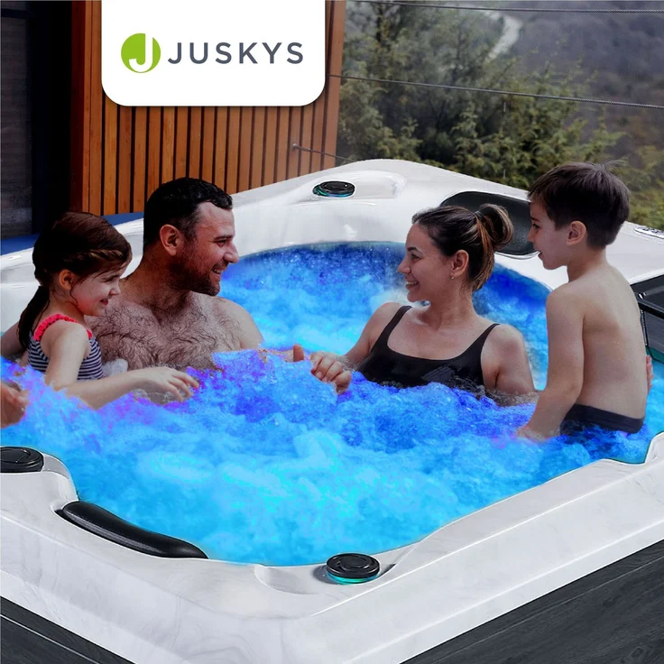 Artsauna Outdoor-Whirlpool 'Oasis', Spa mit Massagedüsen, LED-Beleuchtung, 2 Filtern, Abdeckung & Pumpe – winterfest & beheizbar – Bild 7
