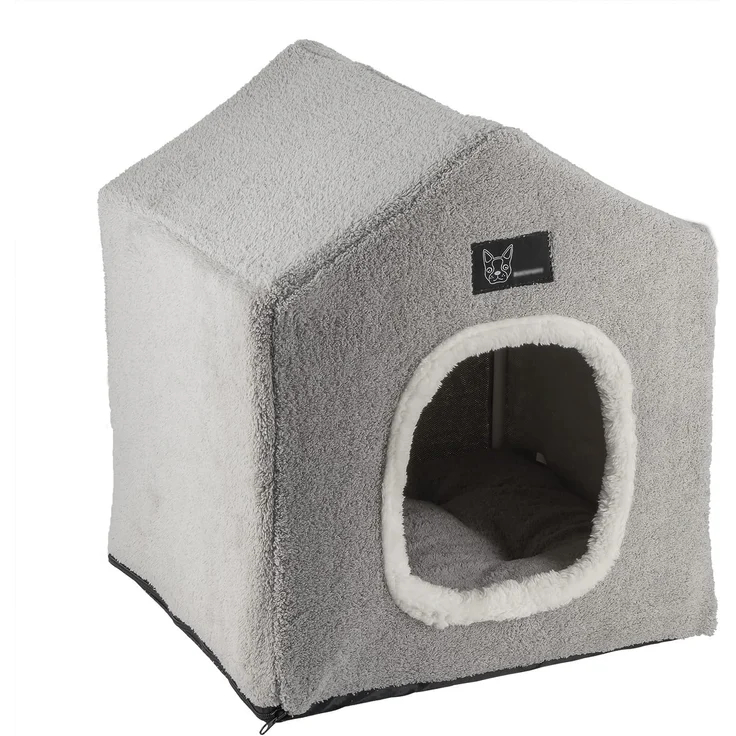 KVOTA Tierhöhle Haustierhöhle Zelthäuschen Hundehaus 36,5x42,5x36,5 cm, inkl. Kissen – Bild 1