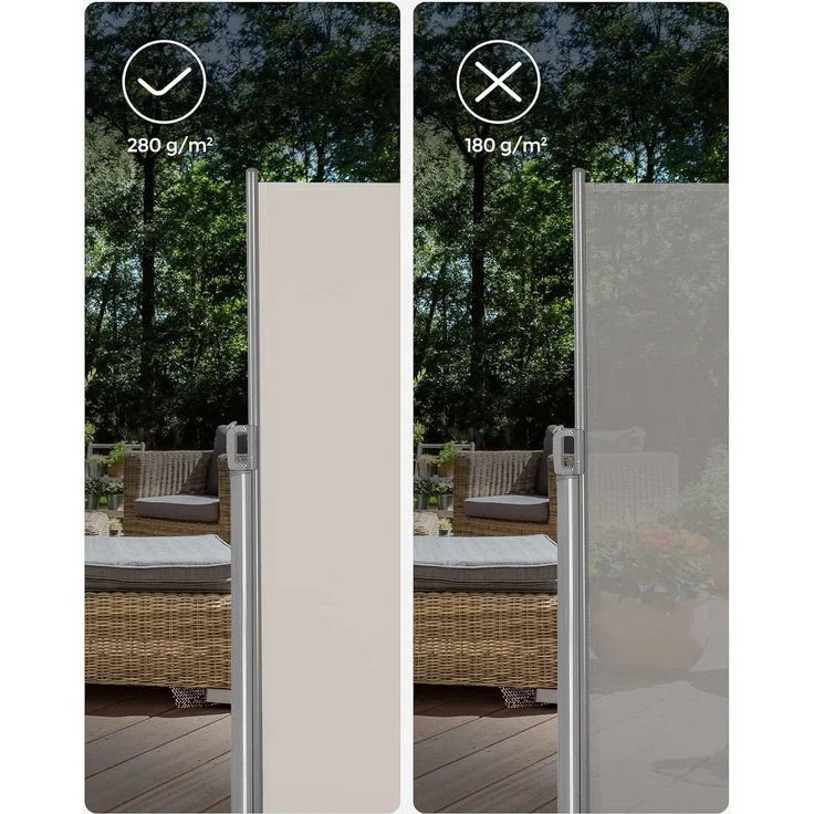 SONGMICS Alu-Seitenmarkise, ausziehbar, blickdicht, Beige, 200x400 cm – Bild 3