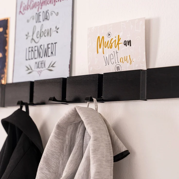 HOME DELUXE Garderobenleiste HOOK inkl. Haken und Magnete - Schwarz – Bild 2