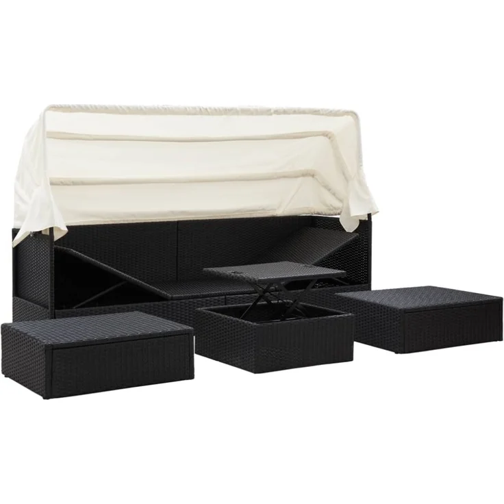 vidaXL Garten-Sonneninsel mit Dach Schwarz Poly Rattan 46156 – Bild 9