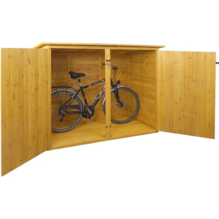 1er-Fahrradgarage HWC-H60, Fahrradbox Geräteschuppen Gerätehaus, MVG abschließbar 152x184x98cm ~ braun