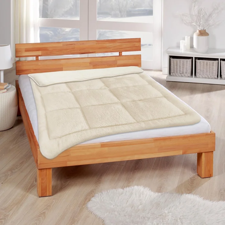 Wende Bettdecke 135x200cm Lammflor Optik - Steppbett Sherpa-Fleece und Mikrofaser Seite - warme Steppdecke (1400g Füllung) - Wende-Design - Öko Tex 135x200cm inkl. 40x80 Kissen – Bild 2