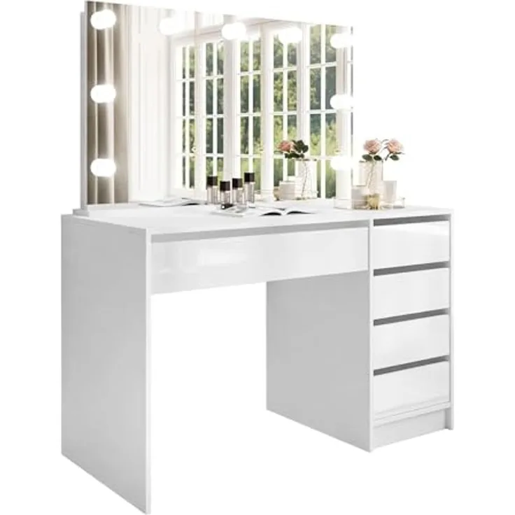 Lookway Schminktisch MADA ELITE mit Spiegel und LED Beleuchtung (1x Schreibtisch 1x Spiegel), Breite: 120 cm