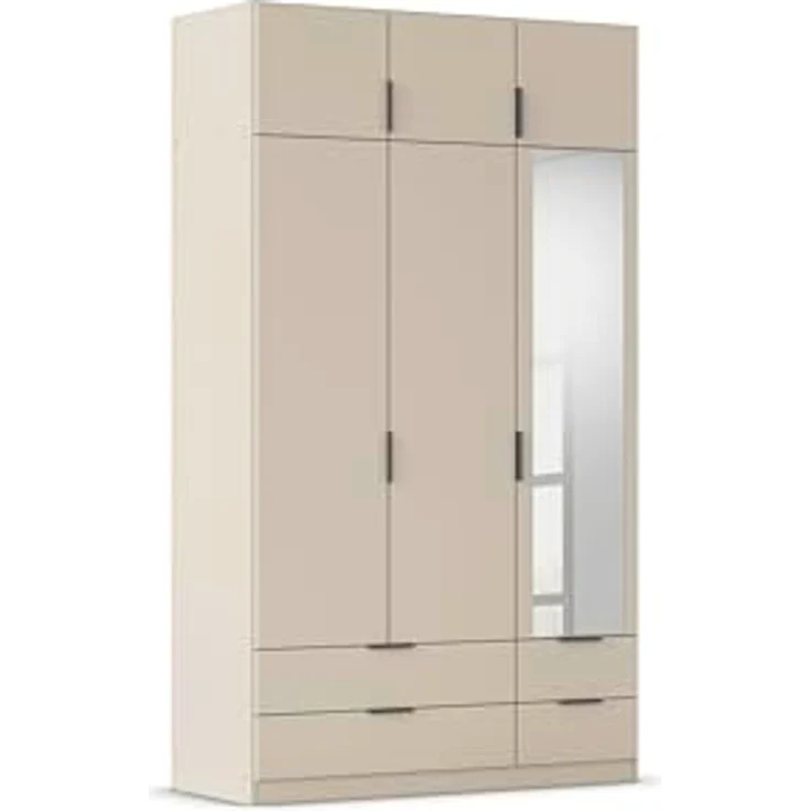 Rauch Möbel Lagoa, Kleiderschrank, Garderobe für Schlafzimmer, Kinderzimmer, Jugendzimmer 6-türig, mit Spiegel, 4 Schubladen, Farbe Beige, Breite 136 – Bild 2