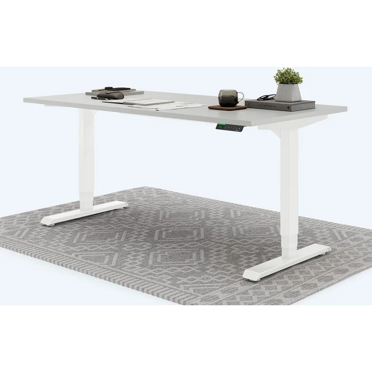 Desktopia Pro X - Elektrisch höhenverstellbarer Schreibtisch / Ergonomischer Tisch mit Memory-Funktion, Grau, Gestell Weiß, 160x80 cm – Bild 1