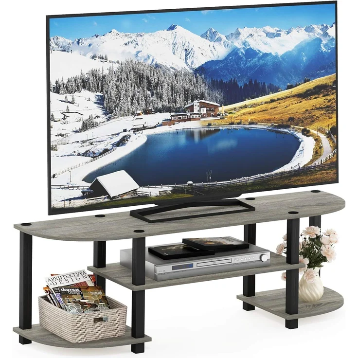 Furinno TV-Regal mit 4 Ablageflächen, holz, French Oak Grey, 34. 04x120. 02x40. 39 cm – Bild 1