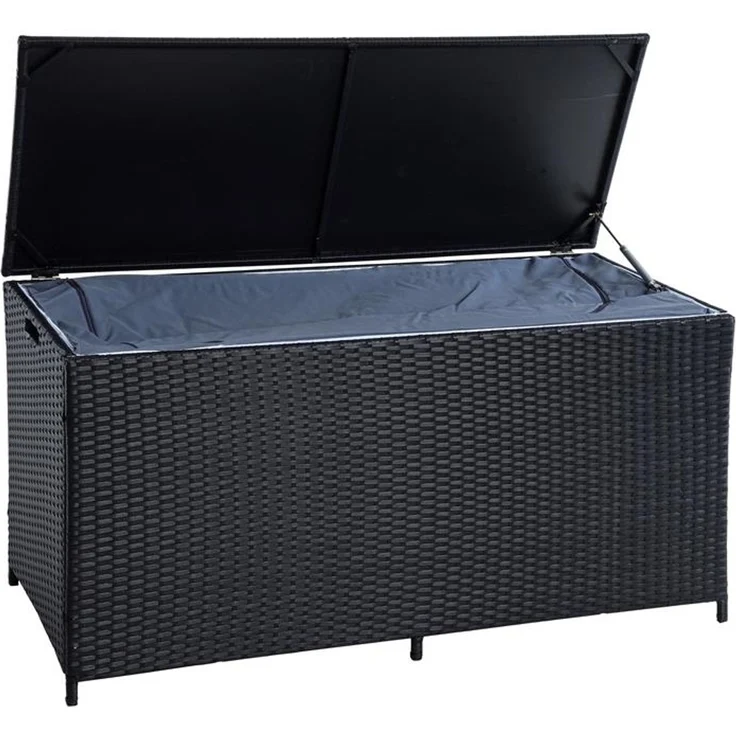 Polyrattan Auflagenbox Kissenbox Gartenbox 114 cm Aufbewahrungsbox Truhe Schwarz – Bild 3