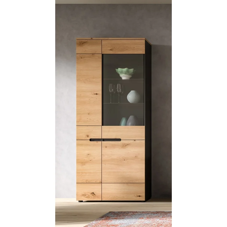 Vitrine >Canu< in Basalt Grau / Artisan - 190x80x37cm (BxHxT) – Bild 6