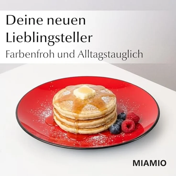 MiaMio Teller Le Papillon Teller Set 6 Personen Modern (Rot, 20.5 cm), (6 St) – Bild 2