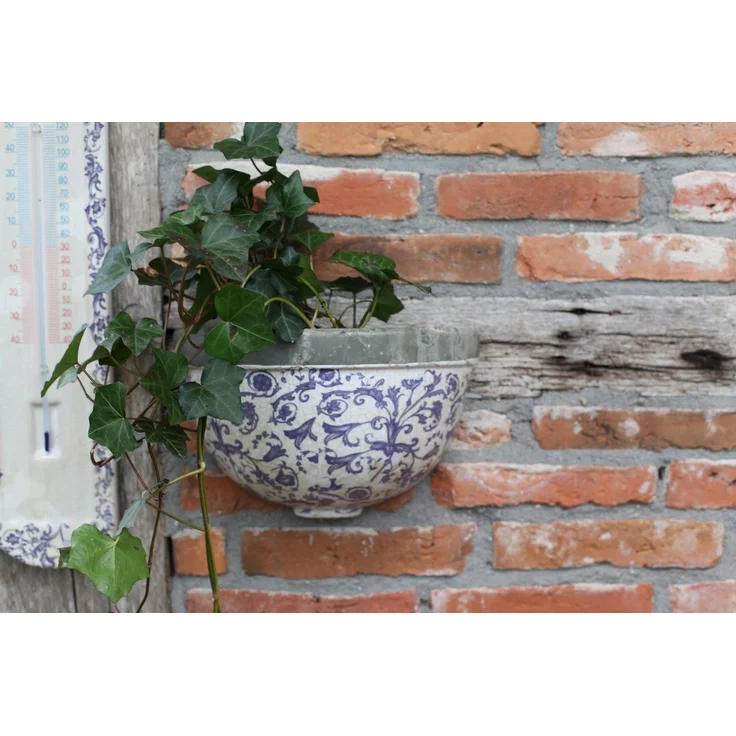 Aged Ceramic Wand Halbschale aus krakelierter Keramik in blau weiß – Bild 2