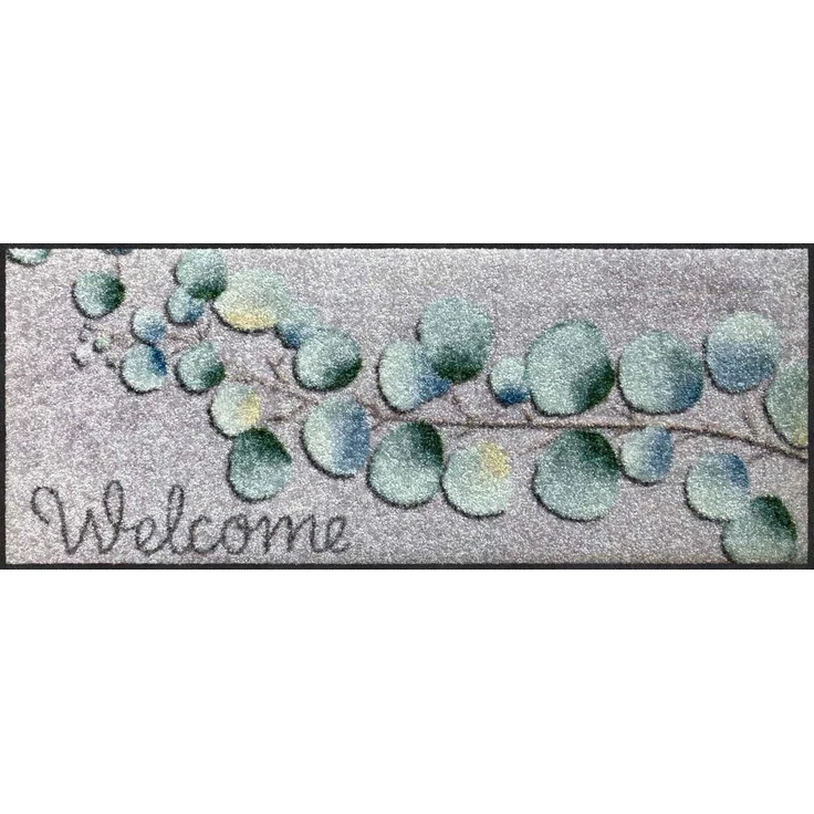 Salonloewe Läufer Fußabtreter klein 30x75 Eucalyptus Welcome grün, Läufer Mini, Höhe: 300 mm – Bild 1