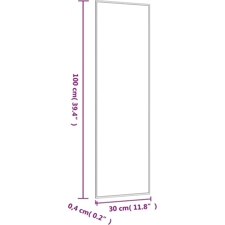 vidaXL Wandspiegel 30x100 cm Glas Rechteckig 350445 – Bild 5