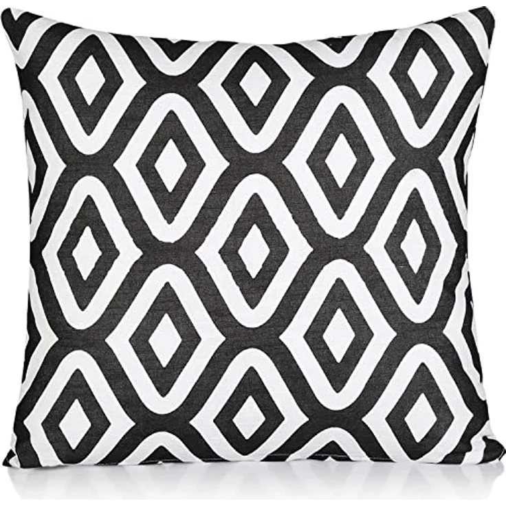 Penguin Home 4Er - Pack Dekorative Quadratische Kissen Aus Baumwolle, Luxuriöse, Stilvolle Für Wohnzimmer, Sofa, Schlafzimmer, Mit Unsichtbarem Reißverschluss, 45X45 cm (18"),Schwarz/Weiß - Mischen – Bild 10