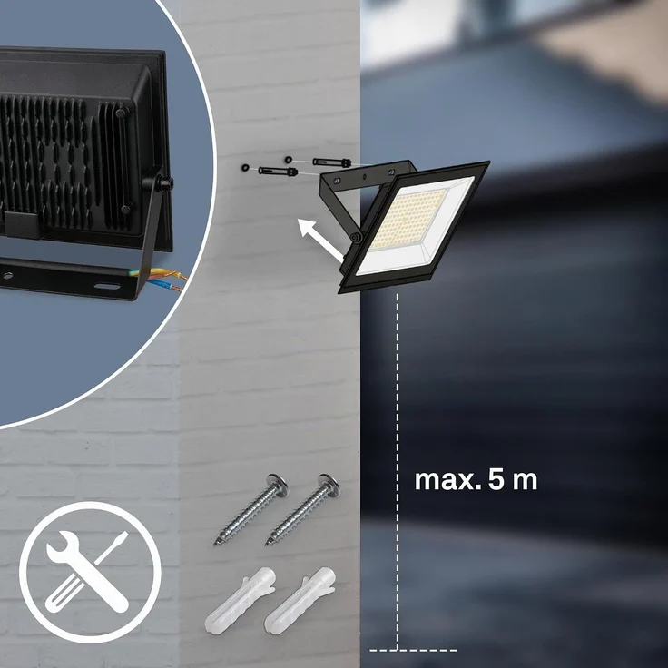 Briloner Leuchten LED Flutlichtstrahler VARO, LED fest integriert, 11x14,5x3 cm, Garage, Garten, Auffahrt – Bild 3