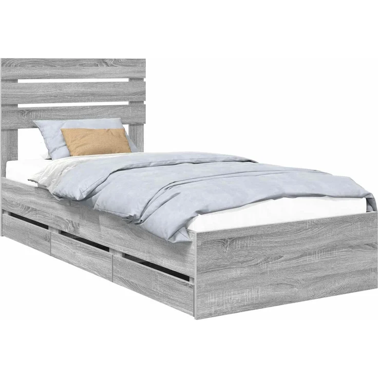 vidaXL Bettrahmen Graues Sonoma 90x200 cm Ingenieurs Holz 3411538 – Bild 1